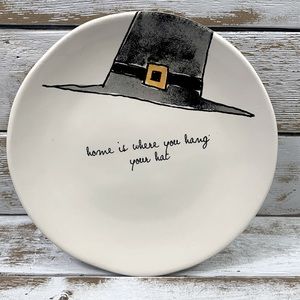 Rae Dunn Ceramic HOME IS WHERE YOU HANG YOUR HAT Pilgrim Plate